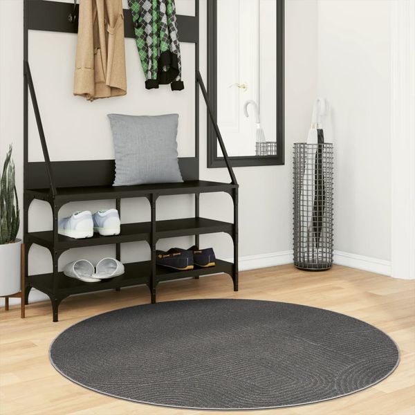 vidaXL Teppich IZA Kurzflor Skandi-Stil Anthrazit Ø 120 cm 375435