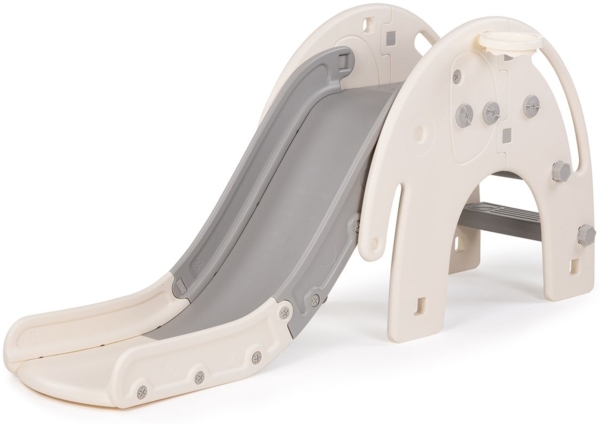 Chipolino Kinderrutsche Elefant 170 cm Rutschlänge, Basketballkorb, drei Stufen grau