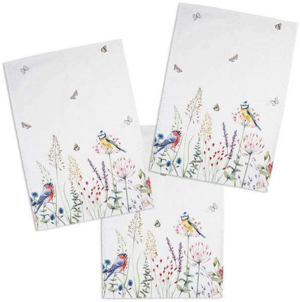 Clayre & Eef Geschirrtuch So Floral, (Set, 3-tlg, 3-teilig), Geschirrtücher (3 Stück), ca. 50x70 cm Baumwolle
