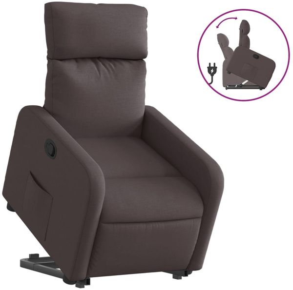 vidaXL Relaxsessel mit Aufstehhilfe Dunkelbraun Stoff 3206704 Bild 2