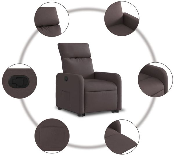 vidaXL Relaxsessel mit Aufstehhilfe Dunkelbraun Stoff 3206704 Bild 8