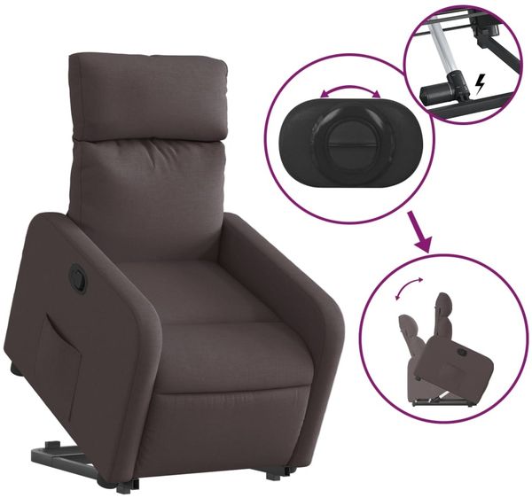 vidaXL Relaxsessel mit Aufstehhilfe Dunkelbraun Stoff 3206704 Bild 6