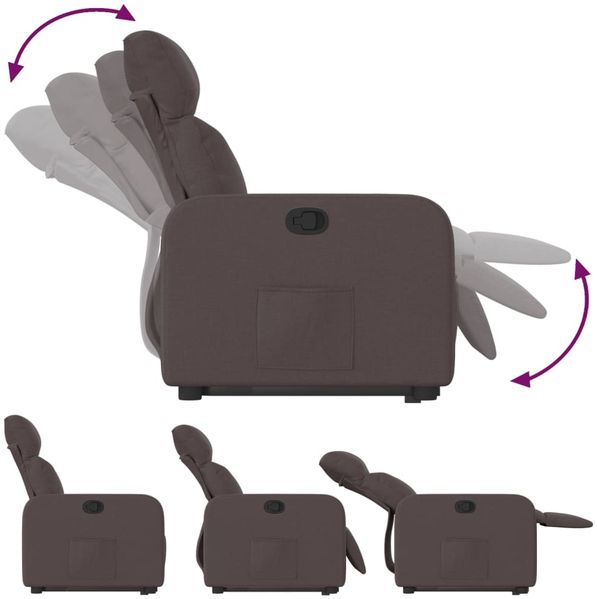 vidaXL Relaxsessel mit Aufstehhilfe Dunkelbraun Stoff 3206704 Bild 7