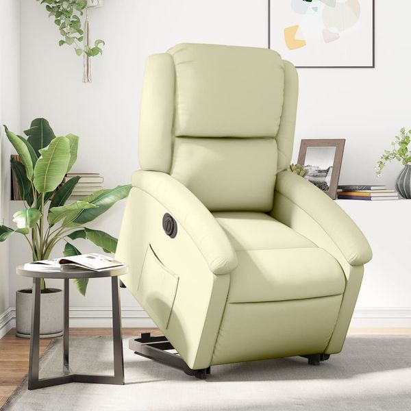 vidaXL Relaxsessel mit Aufstehhilfe Elektrisch Creme Echtleder 3204272