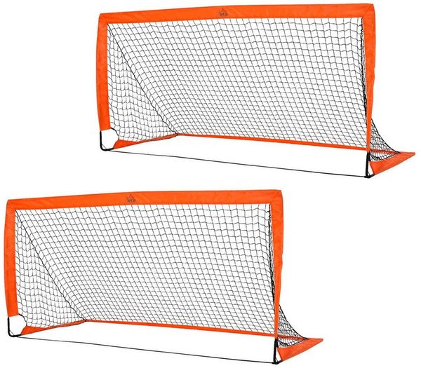 HOMCOM Fußballtor faltbar, Metall, Oxfordstoff (2er Set Minitore, 2 St, Fußballnetz), Outdoor, Orange, 183 x 90 x 90 cm