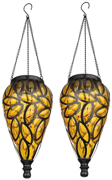 2x LED Solarleuchte, IP44, Akku, amber, H 50cm