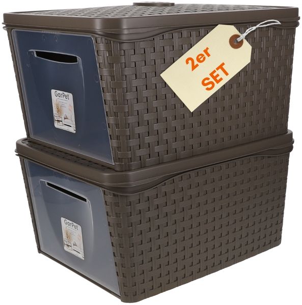 2er Set Aufbewahrungsbox mit Deckel Frontöffnung Schrank Organizer Stapelbox Kleiderschrank Korb mit Deckel Aufbewahrungskorb Aufbewahrung Badezimmer