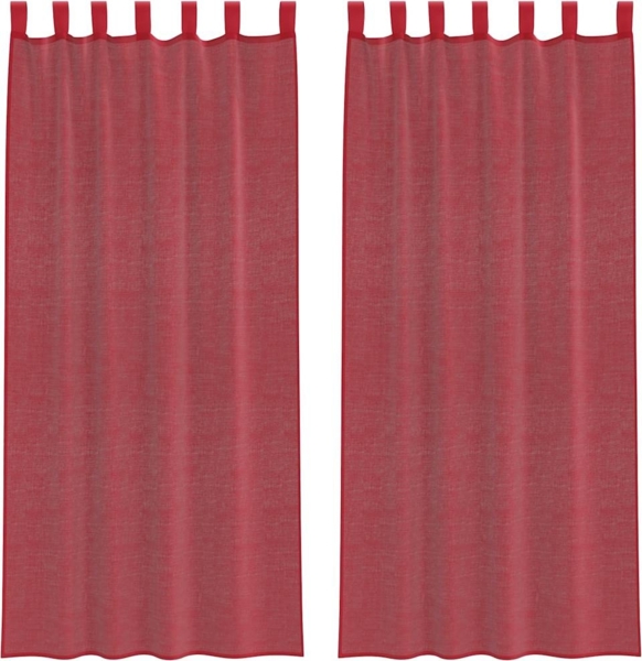 vidaXL Voile Vorhänge mit Stangentaschen 2 Stk. Weinrot 4102249
