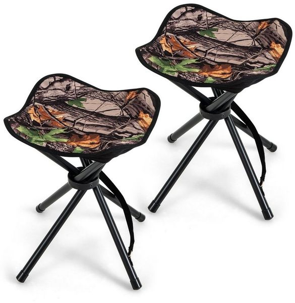 COSTWAY Campinghocker 2er Set Vierbein Falthocker, mit Schultergurt