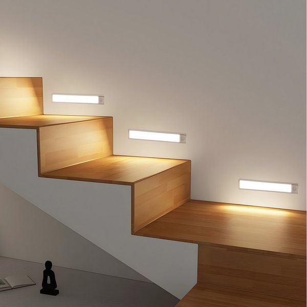 ZMH LED Unterbauleuchte mit Bewegungsmelder Aufladbar Schranklicht USB 1500mAh Flur Cabinet, Augenschutz, Einfache Installtion, LED fest integriert, 3000-6500K, 20CM Dimmbar 3 Farbtemperatur Schrankleuchte Schlafzimmer