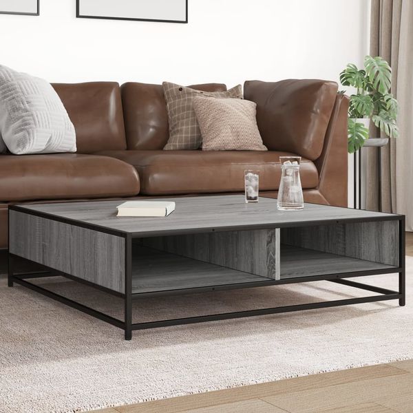 vidaXL Couchtisch Grau Sonoma 100x100x30 cm Holzwerkstoff und Metall 848777