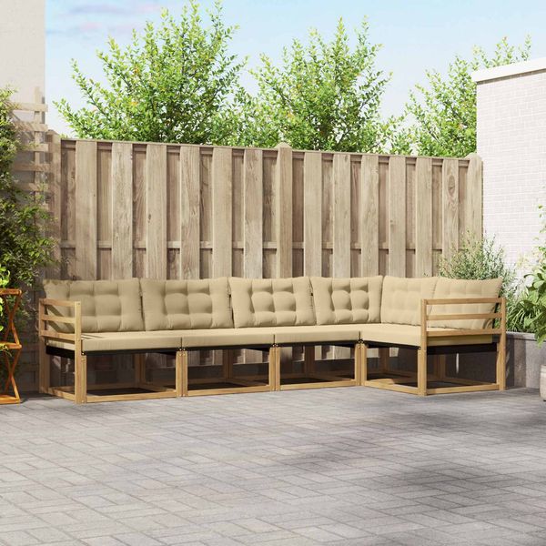 vidaXL Outdoor-Sofagarnitur mit Kissen 5 pcs Weiß und Beige 3388675