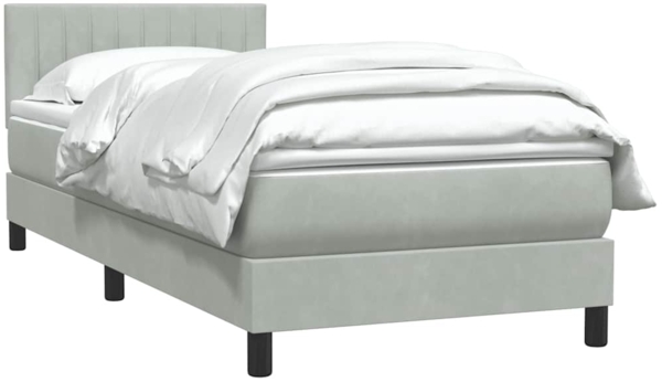 vidaXL Boxspringbett mit Matratze Hellgrau 90x210 cm Samt 3316383 Bild 3