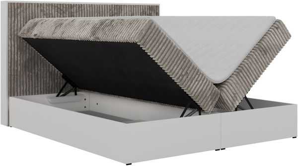 Boxspringbett TRAVIT, Doppelbett 7-Zonen-Multipocket-Matratze H3, Kopfteil, zwei Bettkästen, Topper Visco - 200 x 200 cm - Hellbraun Cord Bild 8