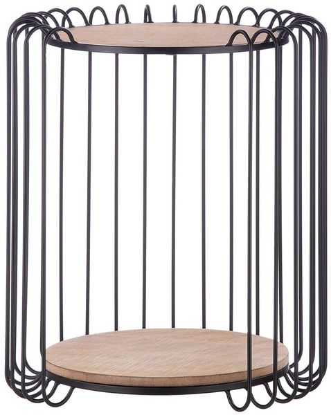 Casablanca runder Beistelltisch - Kleiner Couchtisch aus Metall mit 2 Holzplatten - Aufbewahrung Ablagefläche - Ø 39/44 cm Höhe 51,5 cm