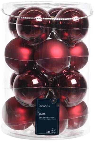 Kaemingk Weihnachtsbaumkugel Weihnachtsbaumkugeln Glas Ø 8 cm 16 Stück ochsenblut emaille/matt mix