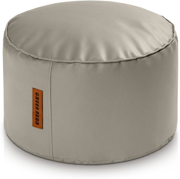 Green Bean® Sitzhocker aus Kunstleder - Pouf mit EPS Perlen Füllung - 43 x 30 cm - perfekte Ergänzung zum Sitzsack - Hellbraun-Grau