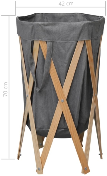 vidaXL Faltbarer Wäschekorb Grau Holz und Stoff 284228 Bild 6