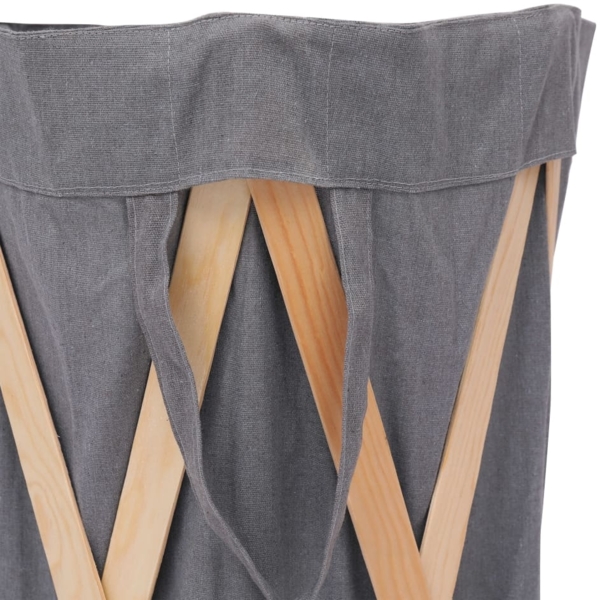 vidaXL Faltbarer Wäschekorb Grau Holz und Stoff 284228 Bild 3