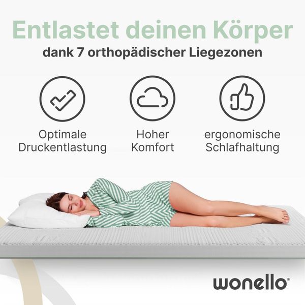 wonello, Topper CubeComfort, 8.5 cm hoch, Kaltschaum, TENCEL™ 7-Zonen Matratzentopper, druckentlastend, waschbar, bis 150kg