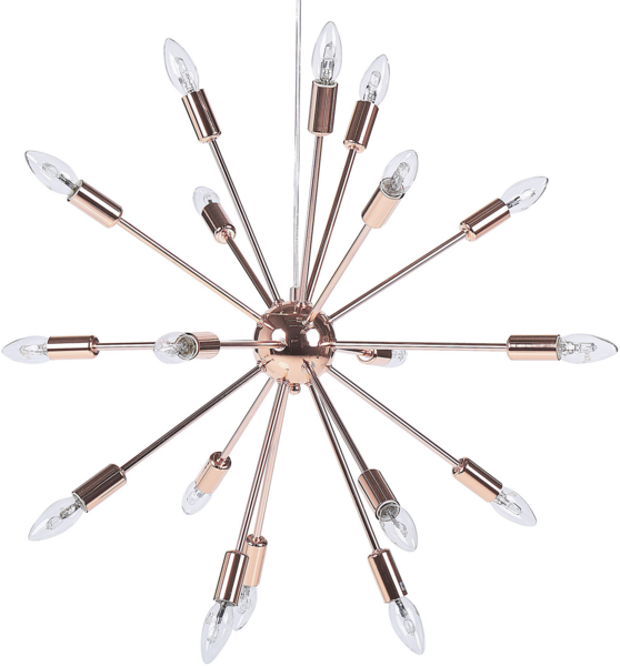 'Maguse' Hängeleuchte Kupfer Metall 18-flammig sternförmiger Schirm Sonnen-Optik Moderner Glamouröser Stil