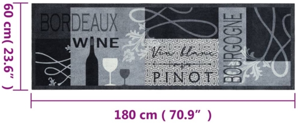 vidaXL Küchenteppich Waschbar Wein Grau 60x180 cm Samt 4005600 Bild 4