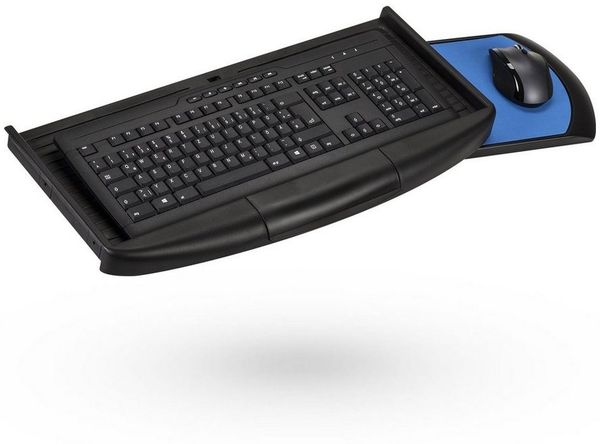 SO-TECH® Computertisch Tastaturauszug mit verstellbarem Mauspad, Breite: 550 mm, schwarz, inkl. Ablageschale