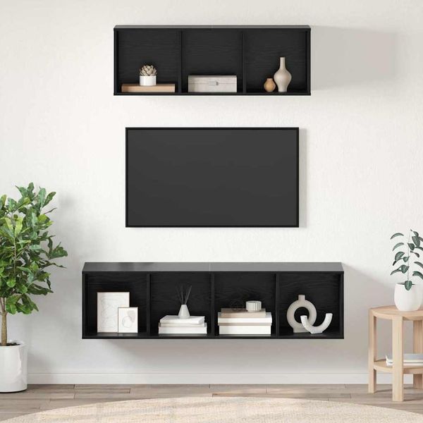 vidaXL TV-Schrankset 2 pcs Schwarz Eichen-Optik Holzwerkstoff 3393355
