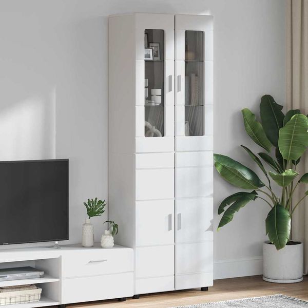 vidaXL Highboard FLORIN Hochglanz Weiß 60 x 35 x 182 cm Holzwerkstoff 3397918