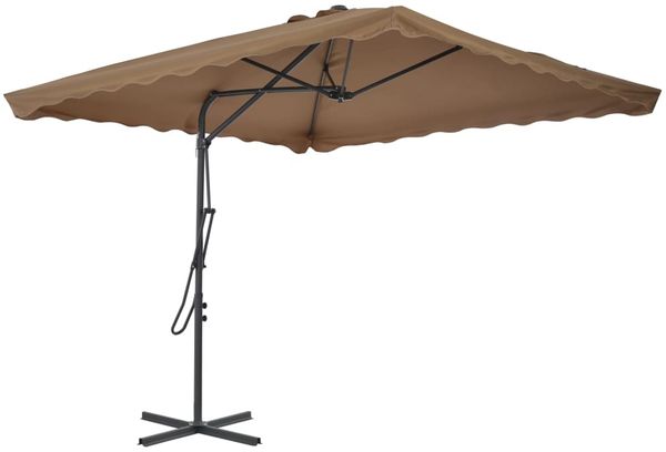 Sonnenschirm, Terrassenschirm mit Stahl-Mast 250x250 cm Taupe