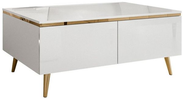 Lookway Couchtisch Couchtisch AURORA weiß glänzend mit Stauraum
