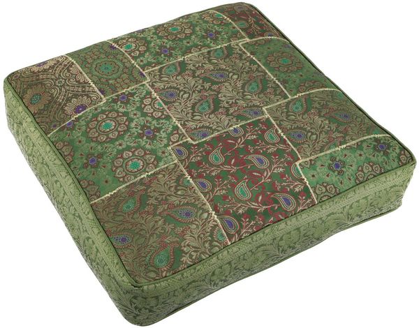 Guru-Shop Sitzkissen Orientalisches eckiges Patchwork Kissen 40 cm,..