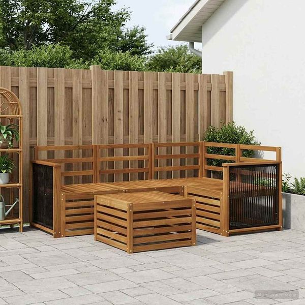 vidaXL Outdoor-Sofagarnitur 5 pcs Natur 59 x 59 x 37 cm Polyester 3384320