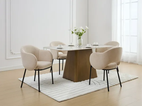 Vente-unique - ACACILIO Stuhl Stoff Beige - B 56 cm x H 82 cm x L 55 cm