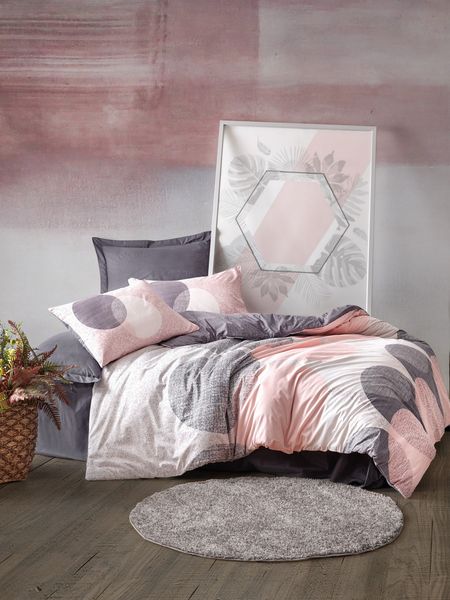 L'Essentiel Maison Bettwäsche Set Leron, Baumwolle, 2 teilig, Grau, Rosa & Weiß, In 3 Größen
