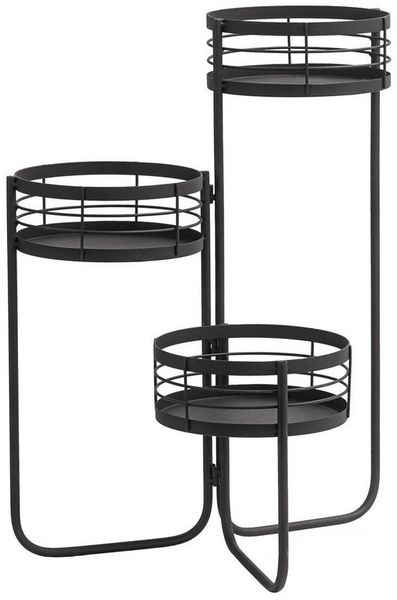 Dehner Blumenständer frostbeständig, Eisen/Blech, ca 48 x 58 x 48cm, schwarz, Blumenregal frostbeständig, Pflanzentreppe Indoor / Outdoor