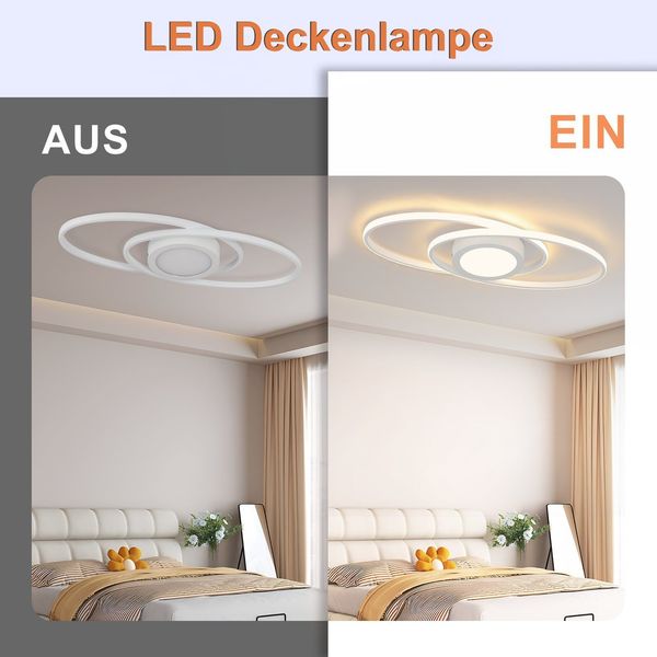 ZMH LED Deckenleuchte Flach Wohnzimmer - Wohnzimmerlampe 48W Dimmbar Deckenlampe Metall Schlafzimmerlampe Weiß mit Fernbedienung 3000K-6500K Modern für Schlafzimmer Kinderzimmer Büro Balkon Bild 7