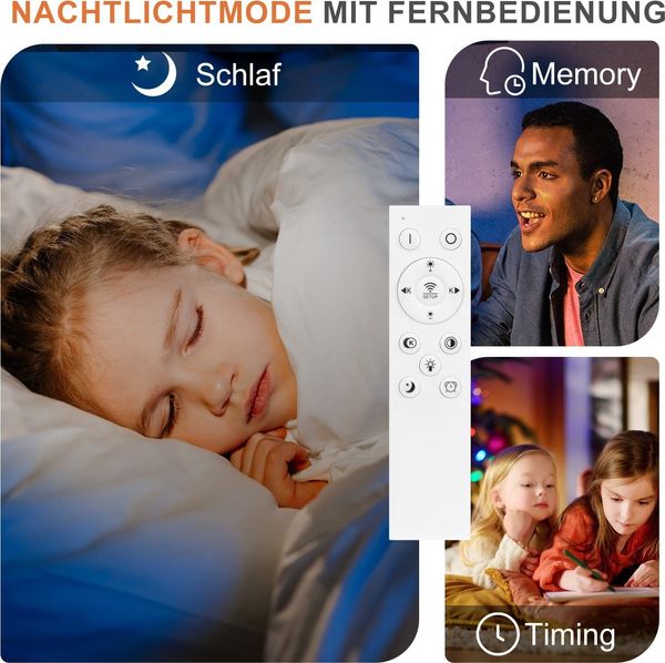 ZMH LED Deckenleuchte Flach Wohnzimmer - Wohnzimmerlampe 48W Dimmbar Deckenlampe Metall Schlafzimmerlampe Weiß mit Fernbedienung 3000K-6500K Modern für Schlafzimmer Kinderzimmer Büro Balkon Bild 6