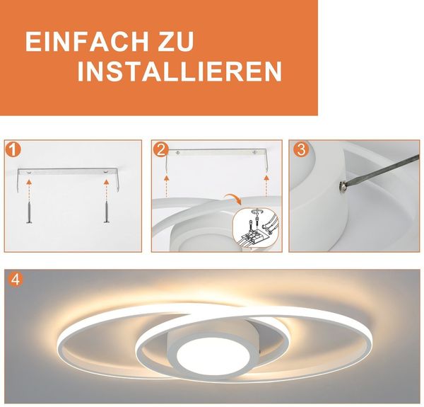 ZMH LED Deckenleuchte Flach Wohnzimmer - Wohnzimmerlampe 48W Dimmbar Deckenlampe Metall Schlafzimmerlampe Weiß mit Fernbedienung 3000K-6500K Modern für Schlafzimmer Kinderzimmer Büro Balkon Bild 9