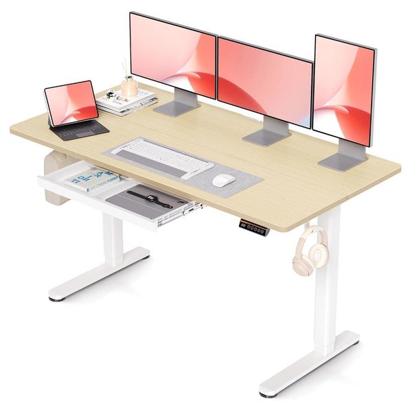 Höhenverstellbarer Elektrischer Schreibtisch 140x60 cm mit Schublade - Standing