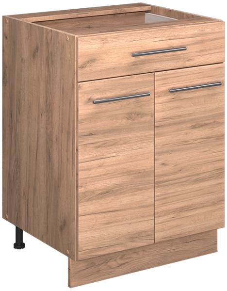 Küchenunterschrank Fame-Line Goldkraft Eiche 60 cm mit Schublade, AP Anthrazit Vicco