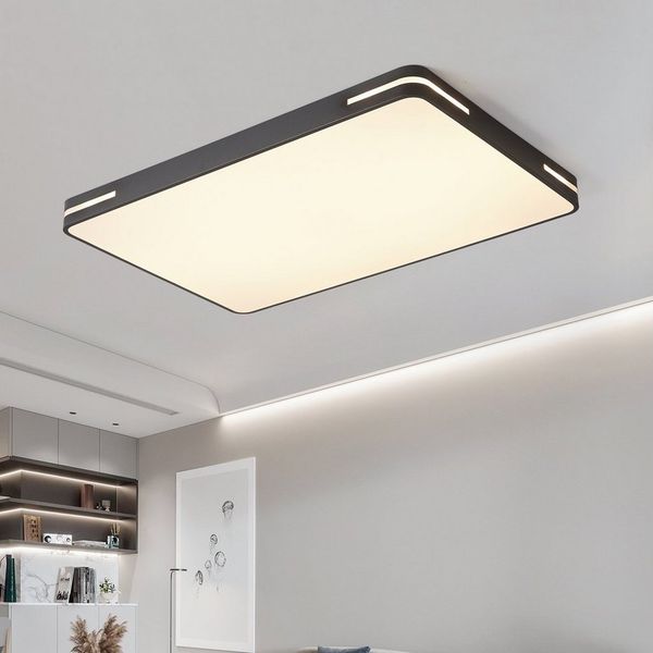 style home Deckenleuchte LED Deckenlampe dimmbar mit Fernbedienung, Rechteckig, LED fest integriert, Warmweiß bis Kaltweiß, 150W, 90*60*6cm, Schwarz
