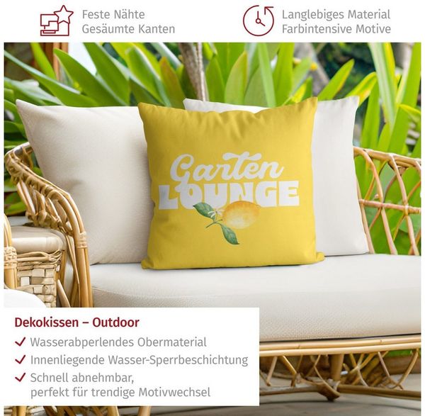 Bilderdepot24 Dekokissen draußen Kissenhülle/ Garten/ Outdoorkissen Kissenhülle gelb Kulinarisc, Bezug Aquarell mit / ohne Füllung Zierkissen Outdoor Sofa Bett Bild 4