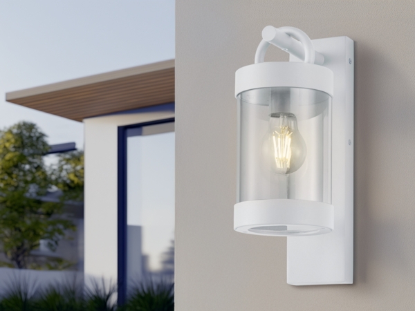 LED Außenwandleuchte Laterne im Landhausstil, Weiß, Höhe 33cm