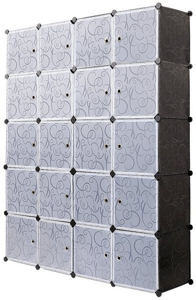 Mondeer Kleiderschrank Steckregal (Staub- und Wasserabweisend, mit Tür) mit 2 Kleiderstange, 20-Kubus