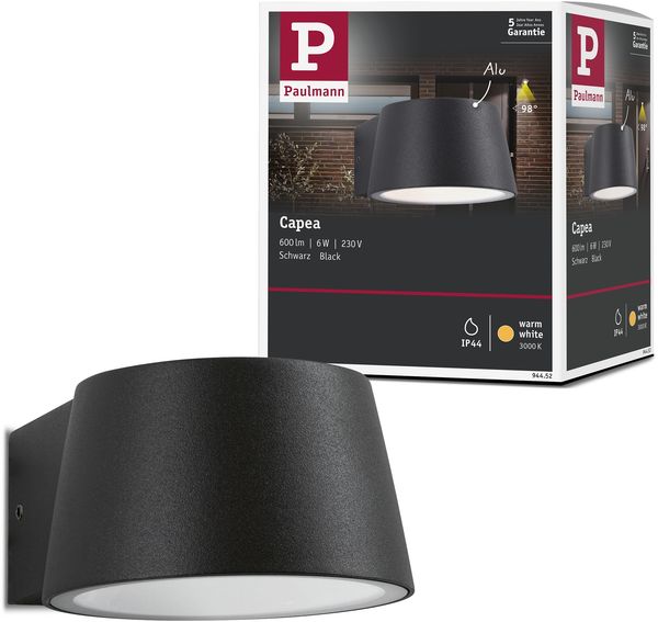 Paulmann No. 94452 OutdooAußenwandleuchter Wandleuchte Capea Schwarz IP44 6W 3000K Bild 3