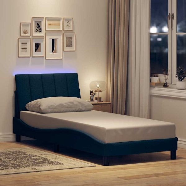 vidaXL Bettgestell ohne Matratze "Hanko" Blau 90x200 cm Stoff 3310439