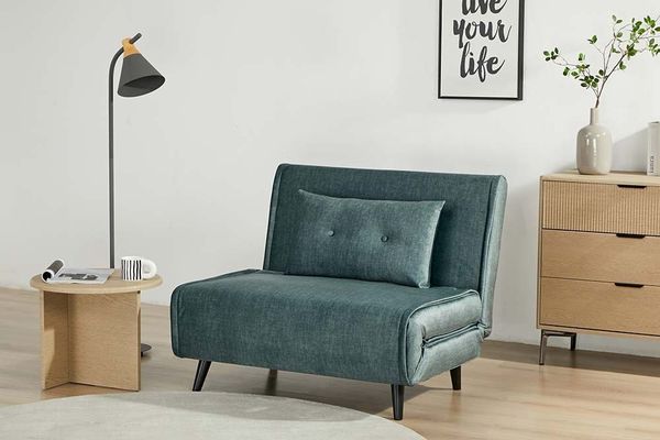 riess-ambiente Relaxsessel SMART MULTIFUNCTION 100cm petrol - Samt, Bettfunktion, mit Kissen (Einzelartikel, 1-St), ausziehbare Schlafgelegenheit - ideal für Wohn- oder Gästezimmer