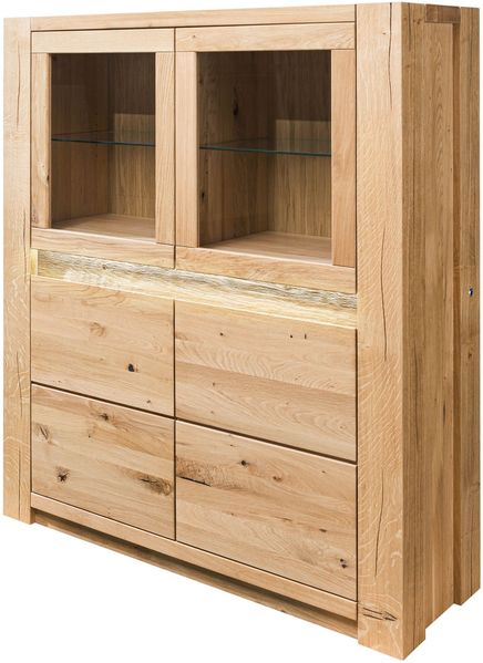 Highboard Wildeiche 123x40x142 beige geölt KENT #204