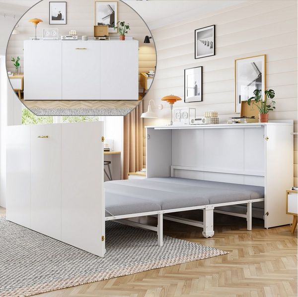 Flieks Schrankbett Klappbett 140x200 cm mit Matratze & Rollen